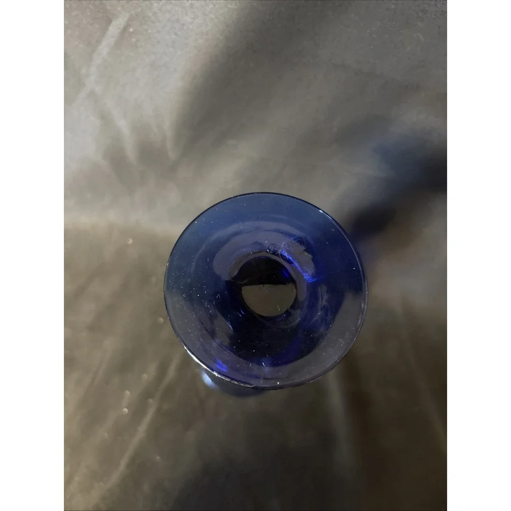 Cobalt Blue Glass Smooth Stem Wine Water Goblet 7